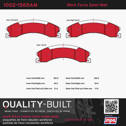Quality-Built Quality-Built Work Force Heavy Duty Brake Pads w/ Hardware 1002-1565AM
