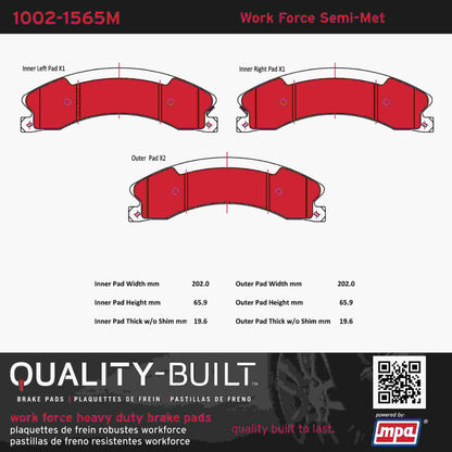 Quality-Built Quality-Built Work Force Heavy Duty Brake Pads w/ Hardware 1002-1565M