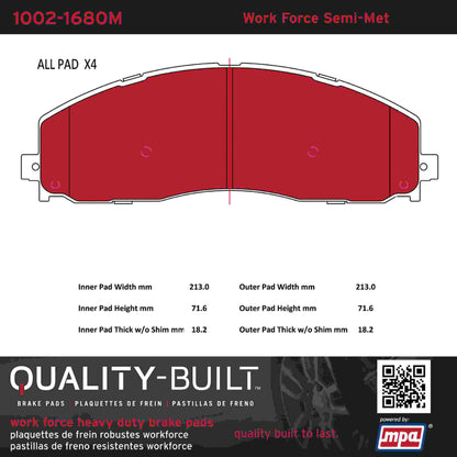 Quality-Built Quality-Built Work Force Heavy Duty Brake Pads w/ Hardware 1002-1680M