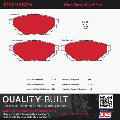 Quality-Built Quality-Built Work Force Heavy Duty Brake Pads w/ Hardware 1002-1682M