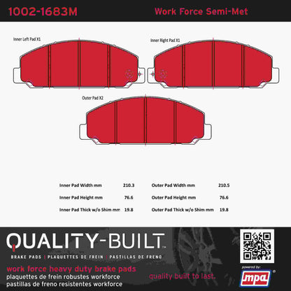 Quality-Built Quality-Built Work Force Heavy Duty Brake Pads w/ Hardware 1002-1683M