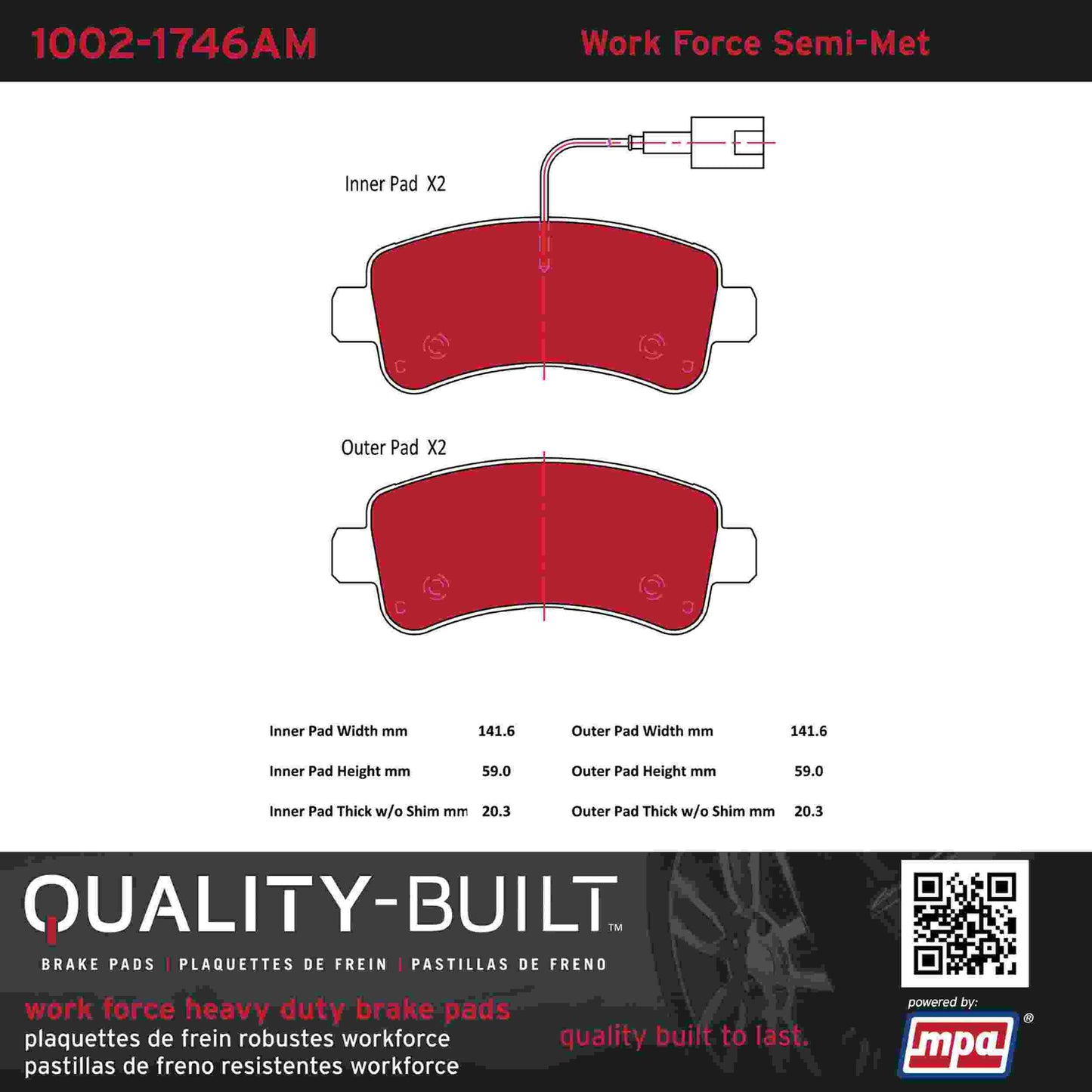 Quality-Built Quality-Built Work Force Heavy Duty Brake Pads w/ Hardware 1002-1746AM