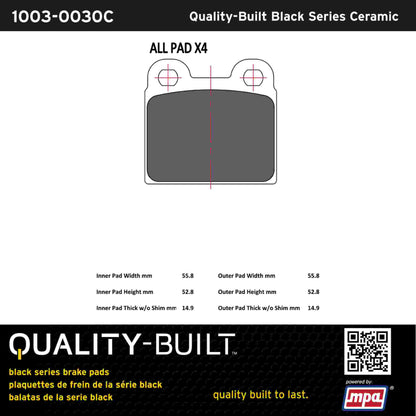 Quality-Built Black Series Ceramic Brake Pads 1003-0030C