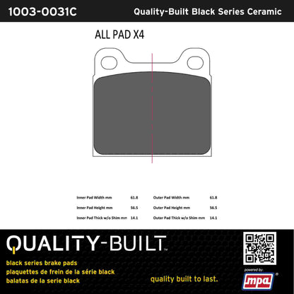 Quality-Built Black Series Ceramic Brake Pads 1003-0031C