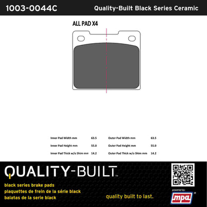 Quality-Built Black Series Ceramic Brake Pads 1003-0044C