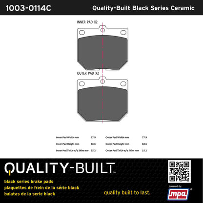 Quality-Built Black Series Ceramic Brake Pads 1003-0114C