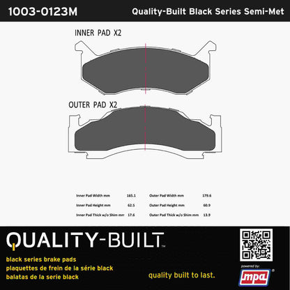 Quality-Built Black Series Semi-Metallic Brake Pads 1003-0123M