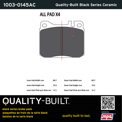 Quality-Built Black Series Ceramic Brake Pads 1003-0145AC