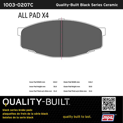 Quality-Built Black Series Ceramic Brake Pads 1003-0207C