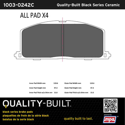 Quality-Built Black Series Ceramic Brake Pads 1003-0242C