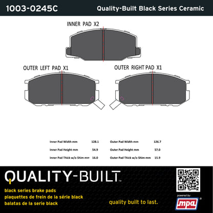 Quality-Built Black Series Ceramic Brake Pads 1003-0245C