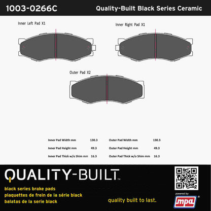 Quality-Built Black Series Ceramic Brake Pads 1003-0266C