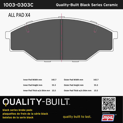 Quality-Built Black Series Ceramic Brake Pads 1003-0303C
