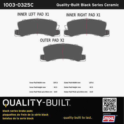 Quality-Built Black Series Ceramic Brake Pads 1003-0325C