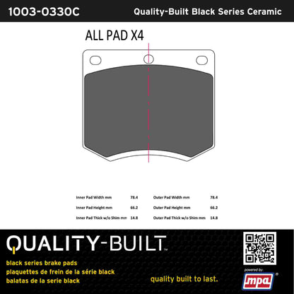 Quality-Built Black Series Ceramic Brake Pads 1003-0330C