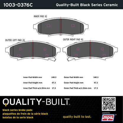 Quality-Built Black Series Ceramic Brake Pads 1003-0376C