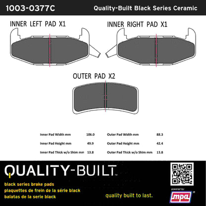 Quality-Built Black Series Ceramic Brake Pads 1003-0377C