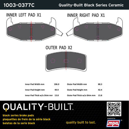 Quality-Built Black Series Ceramic Brake Pads 1003-0377C