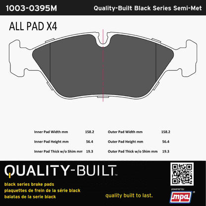 Quality-Built Black Series Semi-Metallic Brake Pads 1003-0395M