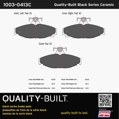 Quality-Built Black Series Ceramic Brake Pads 1003-0413C
