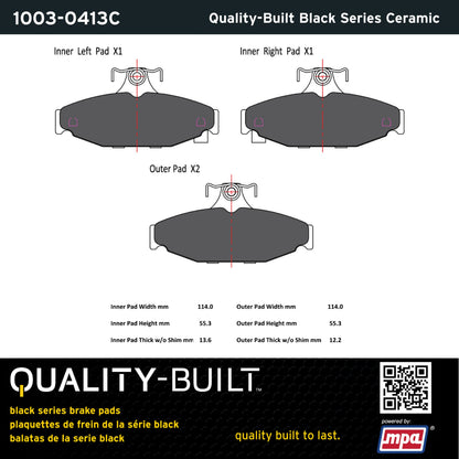 Quality-Built Black Series Ceramic Brake Pads 1003-0413C