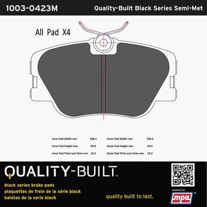 Quality-Built Black Series Semi-Metallic Brake Pads 1003-0423M