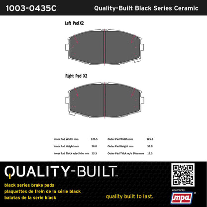 Quality-Built Black Series Ceramic Brake Pads 1003-0435C
