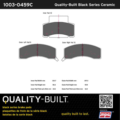 Quality-Built Black Series Ceramic Brake Pads 1003-0459C