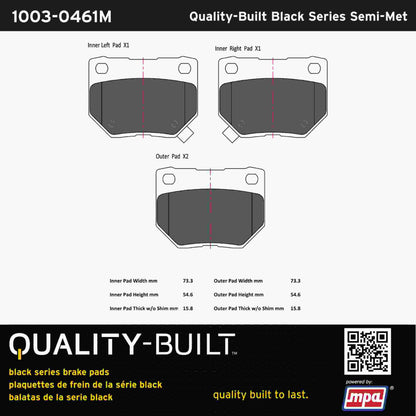 Quality-Built Black Series Semi-Metallic Brake Pads 1003-0461M