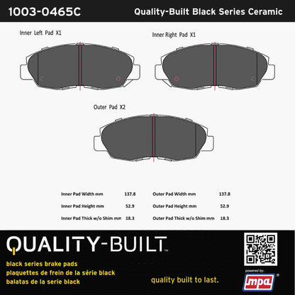 Quality-Built Black Series Ceramic Brake Pads 1003-0465C