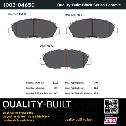 Quality-Built Black Series Ceramic Brake Pads 1003-0465C