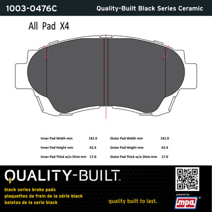 Quality-Built Black Series Ceramic Brake Pads 1003-0476C