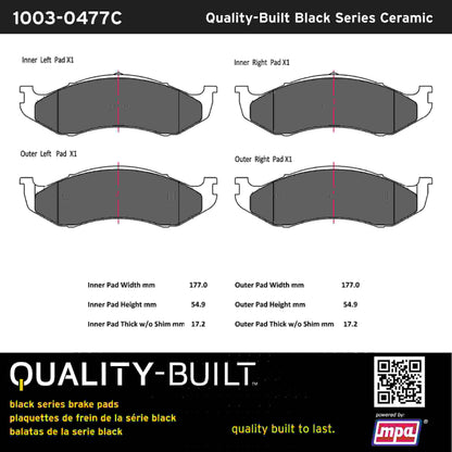 Quality-Built Black Series Ceramic Brake Pads 1003-0477C