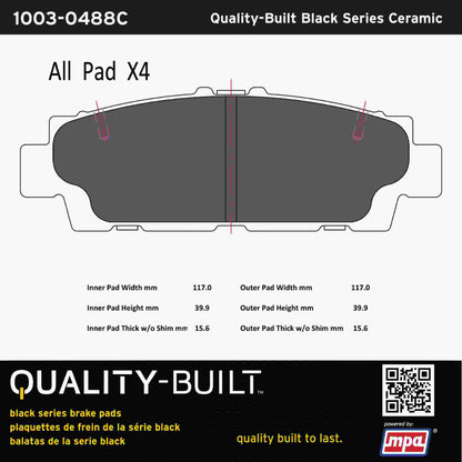 Quality-Built Black Series Ceramic Brake Pads 1003-0488C