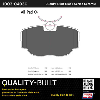 Quality-Built Black Series Ceramic Brake Pads 1003-0493C