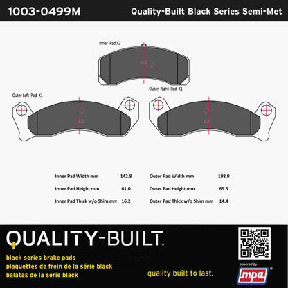 Quality-Built Black Series Semi-Metallic Brake Pads 1003-0499M