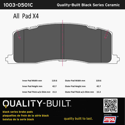 Quality-Built Black Series Ceramic Brake Pads 1003-0501C