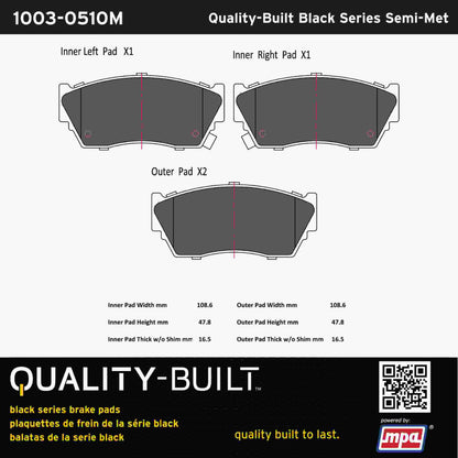 Quality-Built Black Series Semi-Metallic Brake Pads 1003-0510M