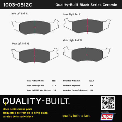 Quality-Built Black Series Ceramic Brake Pads 1003-0512C