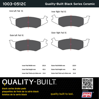 Quality-Built Black Series Ceramic Brake Pads 1003-0512C