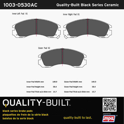 Quality-Built Black Series Ceramic Brake Pads 1003-0530AC