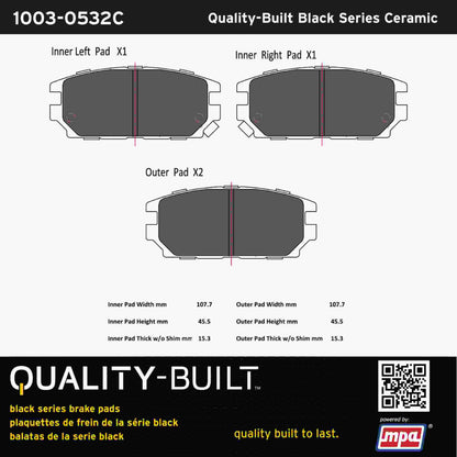 Quality-Built Black Series Ceramic Brake Pads 1003-0532C