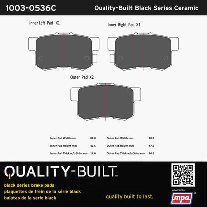 Quality-Built Black Series Ceramic Brake Pads 1003-0536C