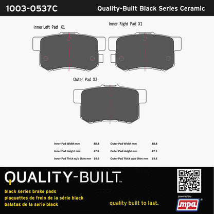 Quality-Built Black Series Ceramic Brake Pads 1003-0537C