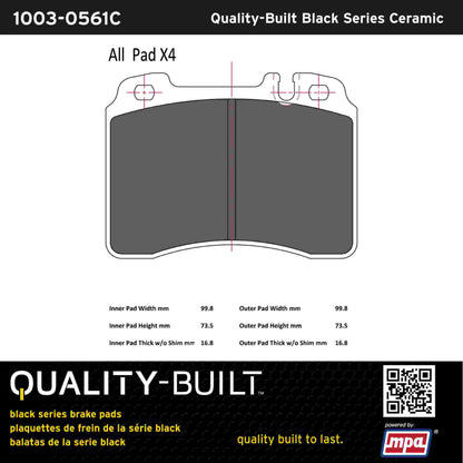 Quality-Built Black Series Ceramic Brake Pads 1003-0561C