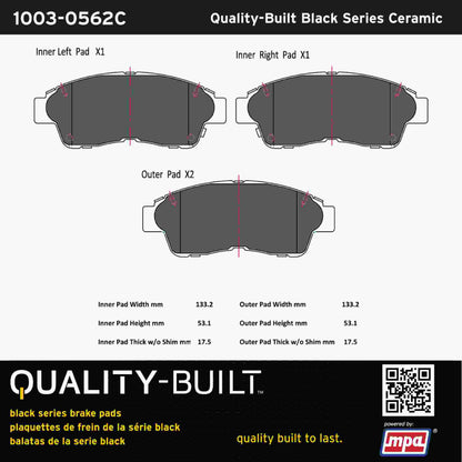 Quality-Built Black Series Ceramic Brake Pads 1003-0562C