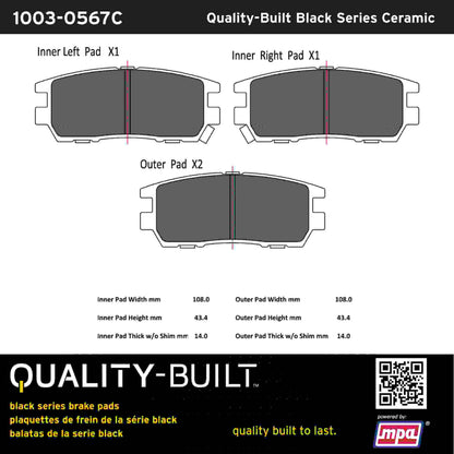 Quality-Built Black Series Ceramic Brake Pads 1003-0567C