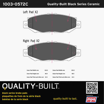Quality-Built Black Series Ceramic Brake Pads 1003-0572C