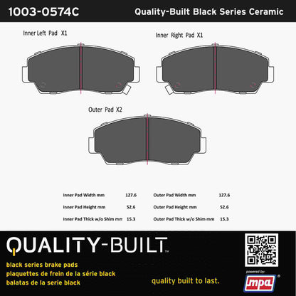 Quality-Built Black Series Ceramic Brake Pads 1003-0574C