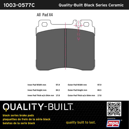 Quality-Built Black Series Ceramic Brake Pads 1003-0577C
